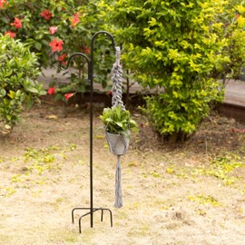 Navaris Shepherds Hooks for Outdoor - Hanging Bird Feeder Plant Pot Hook Stand Pole for Garden - Adjustable Hooks for Hummingbird Feeders and Plants