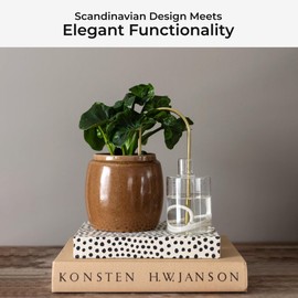 Plantstraws Beautiful Self-Watering Wick System for Effortless Plant Care, Automatic Drip Irrigation, Sustainable & Stylish Scandinavian Design, Ideal for House Plants (S, Brown Terracotta)