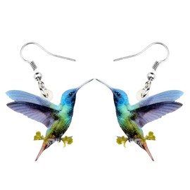 YAYAKO Novelty Hummingbird Earrings Dangle Jewelry Acrylic Spring Summer Season Bird Gifts for Women Girls Charms (Green)