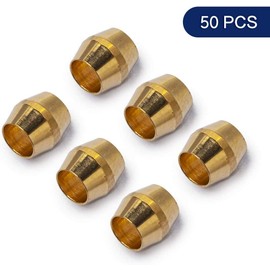LTWFITTING 1/8-Inch Brass Compression Sleeves Ferrels,Brass Compression Fitting(Pack of 50)