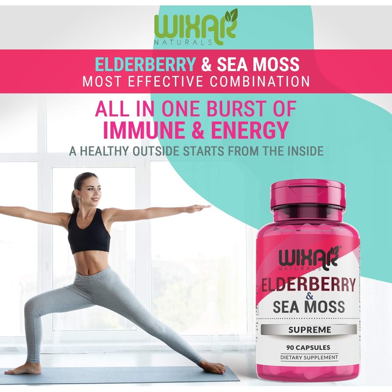 Wixar Naturals Elderberry and Sea Moss Supreme Capsules - Natural