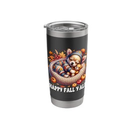 Happy Fall Yall Graphic For Women Girls Cute Chihuahua Puppy Stainless Steel Insulated Tumbler