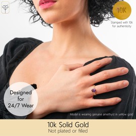 MAX + STONE 10K Yellow Gold Red Ruby Rings for Women | July Birthstone Ring with Ruby Gemstone | Hypoallergenic Gemstone Gold Ring | Ruby Statement Cocktail Rings Size 7