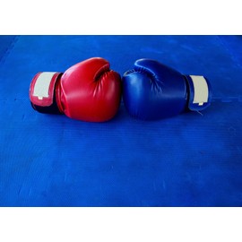 Loccor 7x5ft Fabric Boxing Gloves Backdrop Pair of Red and Blue Boxing Gloves on Blue Wall Boxer Background Fight Sports Competition Boxing Party Backdrop for Birthday Party Decorations Photo Props