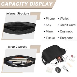 Miss Lulu Crescent Bag for Women, Waterproof Nylon Shoulder Bag, Casual Chest Bag,Small Crossbody Handbag with Adjustable Strap for Leisure Sports(Black)