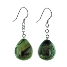 Franki Baker Statement Iridescent Natural Labradorite 925 Sterling Silver Earrings Length 4.5cm