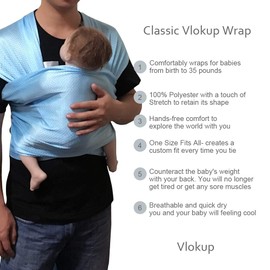 Vlokup Baby Wrap Sling Carrier for Newborn, Infant, Toddler, Kid | Breathable Lightweight Stretch Mesh Water Sling | Nice for Summer, Pool, Beach, Swimming | Perfect Shower Gift Navyblue