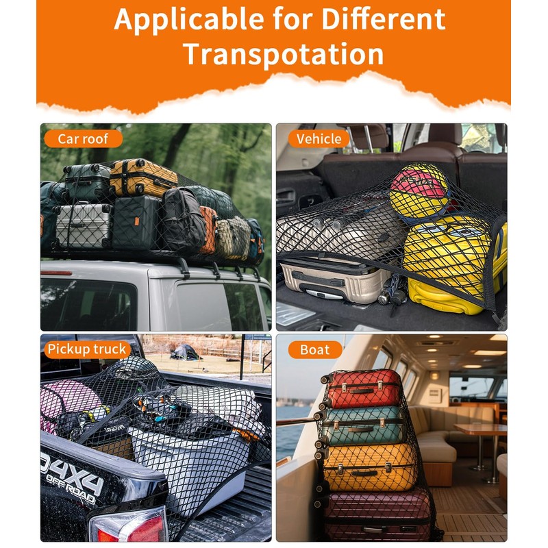 Cargo Net for Pickup, Boot Net, Car, Double Stretchy Truck