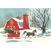 ART.COM Stretched Canvas Print Barn, Horse-Drawn Sleigh, 36" x 24"