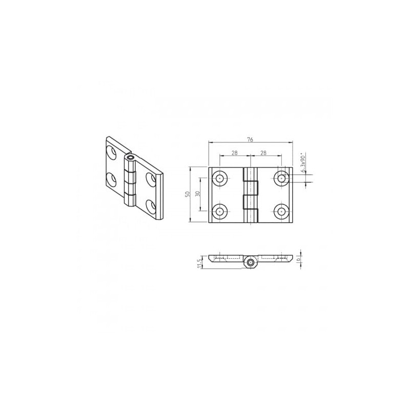 KINETIK MSystem® Metal Hinge 76 x 50 mm 270° Die-Cast
