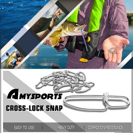 AMYSPORTS Stainless Quick Fishing Snap Kit Power Clip Fishing Snap Saltwater Corrosion Resistance Snaps Swivels Lock Freshwater Connector White Nickel 100pcs 22lbs