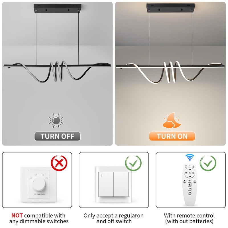 INAOSN Modern LED Island Lights, 3300k-6500K Dimmable Pool Table Light