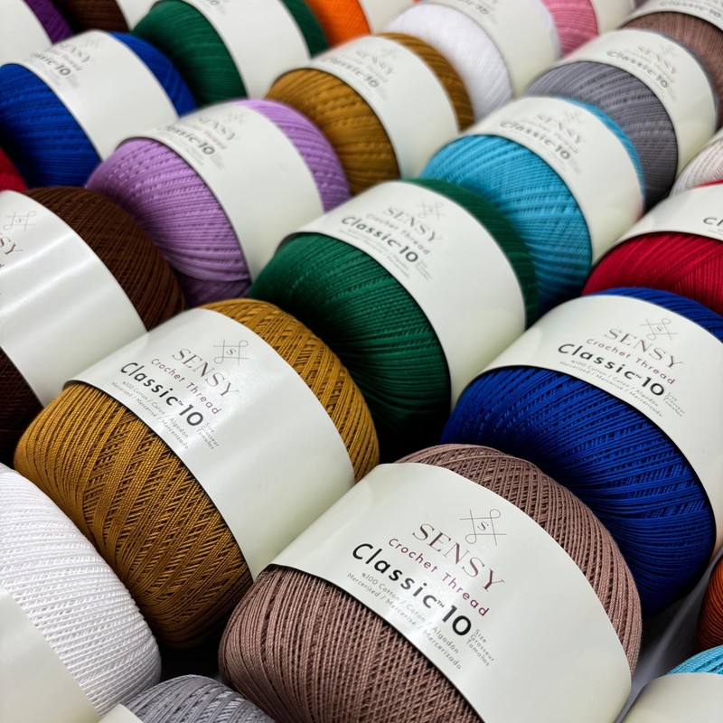 Sensy Crochet Thread Classic Size 10, 100% Mercerized Giza Cotton,