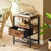 Huuger Night Stand with Fabric Drawer, Side Table with Mesh