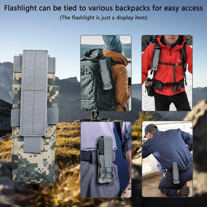 Weoxi Tactical Flashlight Holster, Flashlight Holder Molle Torch Nylon Pouch