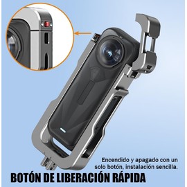 usmallbee Funda Protectora de Metal para Insta360 X5, Accesorios para X5 Utilidad multifunción Marco de construcción más Fuerte Jaula de Aluminio con Cierre de Seguridad de liberación rápida