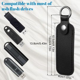 Ymapinc Leather USB Flash Drive Case - Thumb Flash Drive Holder USB Storage, Secure Travel Holder Portable Small Storage Carrying Case with Keychain (1Pcs, Black PU Leather)