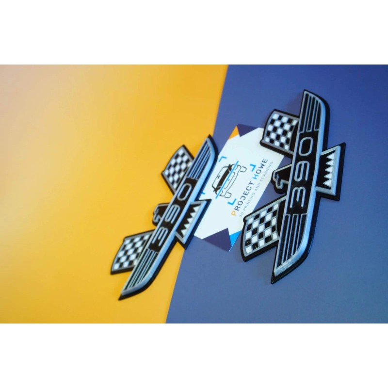 Project Howe Ford Thunderbird 390 Emblem PAIR - BLACK SILVER