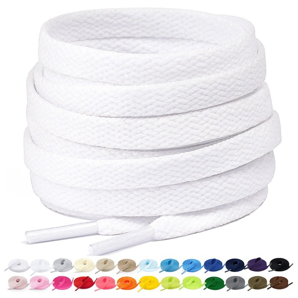 Stepace 2 Pairs Flat Shoelaces, 8mm Wide Premium Replacement Shoe