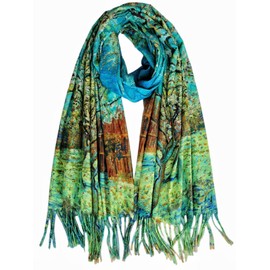 Van Gogh Scarves Art Scarf for Women Best Gift Reversible Soft Cashmere Feel Shawl Wrap Doubleside Pashmina in Gift Box-17 Peach Tree