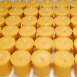 TELOSMA Natural Beeswax Votive Candles in Bulk - Small Beeswax Candle - Non Scent Votive Candle -Pack of 24 - Yellow