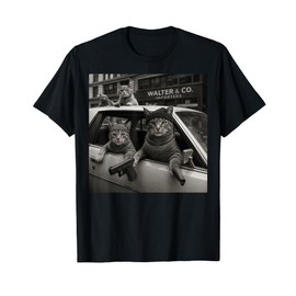 Funny Retro Gangster Cats Street Gang Tattoo Graphic T-Shirt