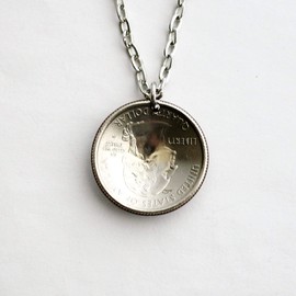 U.S. State Quarter Domed Oklahoma Coin Necklace Bird Pendant 2008