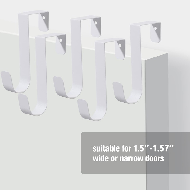 Romeda 4 Pack Over The Door Hooks, Sturdy Metal Single