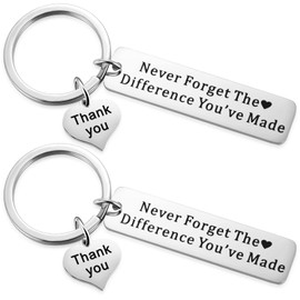 2PC Coworker Going Away Farewell Thank You Keychain, Teacher Nurse Boss Retirement Gifts for Women Men, Employee Appreciation Gift