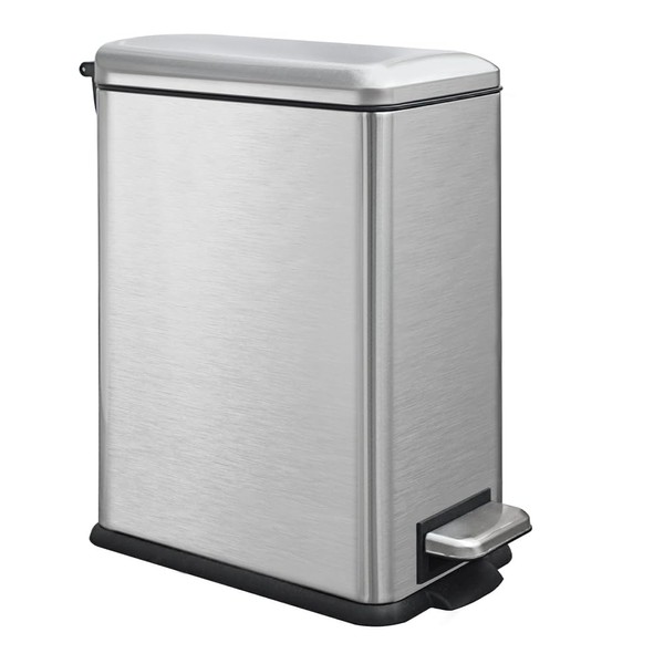 Silver 10L/2.6 Gallon Bathroom Trash Can with Lid,features a removable