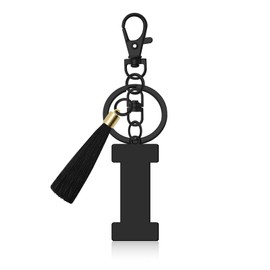 Initial Letter Keyring for Purse Backpacks Handbags Letter A-Z Keychain with Tassel Initial Keychain Gifts for Daughter Sisters Graduation Christmas Birthday Gift Alphabet Initials Keyring (Letter I)