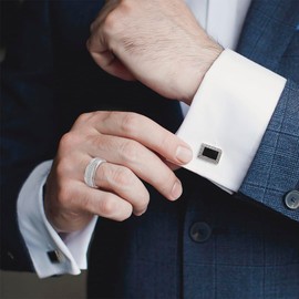 VA JENT Mens Wedding Ring 925 Sterling Silver Rings for Men Wedding Band Cut CZ Engagement Promise Ring for Him Size7-12, Sterling Silver, Cubic Zirconia