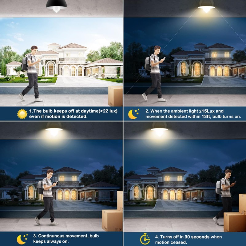 Motion Sensor Light Bulbs - 9W (60W Equivalent) E26 Motion