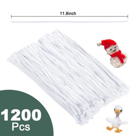 CYEAH 1200 Pieces White Pipe Cleaners, Craft Pipe Cleaners Chenille Stem for DIY Art Creative Crafts Decorations, Chenille Stems Pipe Cleaners (6 mm x 12 Inch)