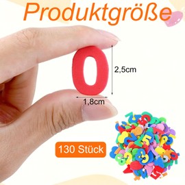 Canollo 130 Stück Moosgummi Zahlen Selbstklebend, Schaumstoff Aufkleber für Kinder Bunt, Aufkleber Zahlen Set, Kinder Sticker zum Basteln, Sticker für Scrapbooking, DIY, Schulprojekte, Lernspiele