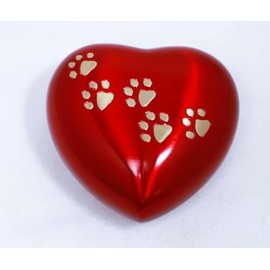 Royal Rapture Urn for Ashes RHP03-01 Paw Heart Funeral Cremation Memorial Keepsake Pet Dog Cat Without Stand (Red 5 Inches)