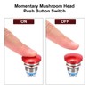 METALLIXITY 2PCS 5A 19MM 3/4" Momentary Mushroom Head Push Button