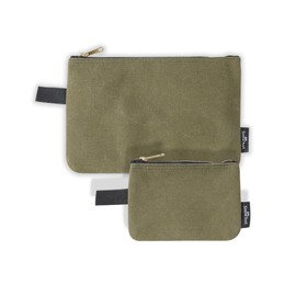 Canvas storage bag,tool pouch,YKK zipper,versatile utility pouch,gadget storage bag,suitable for storing tools,office stationery,cosmetics,travel accessories,2-pack (10.63”x7.09”,6.49”x 4.72”) (Olive)