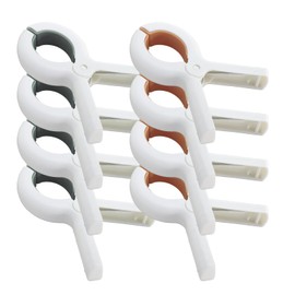 Feelorna 8 Pcs Beach Towel Clips, Large Plastic Towel Clips for Beach Chairs, Heavy Duty Clothes Pins Strong Grip Windproof Laundry Clamps Clothes Pegs for Air Dry Clothes Towel (8, Blue, Khaki)