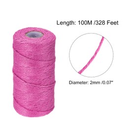sourcing map 328 Feet Garden Twine, 2mm Craft Jute Twine String Jute for Artwork, DIY Crafts, Gift Wrapping, Fuchsia