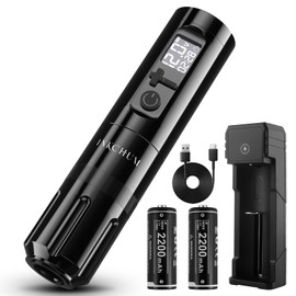 INKCHUM Wireless Tattoo Machine, Rechargeable Rotary Tattoo Pen Kit with 2 Replaceable 2200mah Batteries for Long-Time Tattoo Work, Coreless Motor for Professional and Beginners Artist