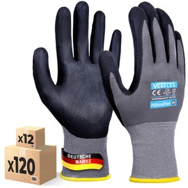 MK-Glove Work Gloves Made of Nylon Knitted Fabric (12 Pairs) - Precise and Comfortable Protective Gloves - Robust Assembly Gloves Made of Breathable Knitted Fabric - Grey - 10-XL