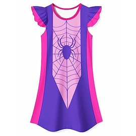 GELVSI Girls Ruffle Sleeve Fantasy Dress 3-8 Years, Casual Playwear for Summer Parties (US, Age, 7 Years, Rose red)