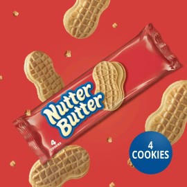 NUTTER BUTTER Peanut Butter Sandwich Cookies, 10 Snack Packs(4 Cookies Per Pack)