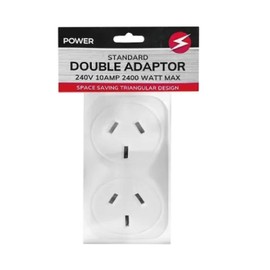 2 X 240V Vertical Surge Protection Triangular Double Adaptor Aus Standard