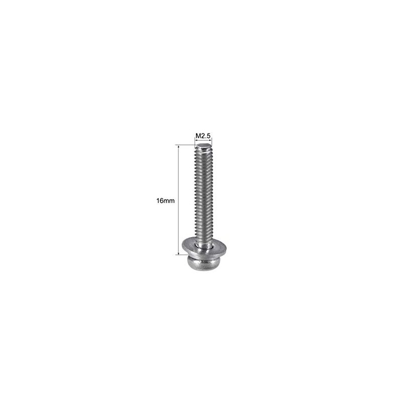 sourcing map M2.5 x 16mm Stainless Steel Phillips Pan Head