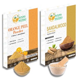 Herbs Botanica Sandalwood Powder 3.5 oz & Orange Peel Powder 5.3 oz – Natural Face Pack Combo for DIY Masks, Ubtan, Scrubs & Skincare – Chandan & Citrus Peel Set