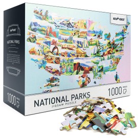 Newverest Jigsaw Puzzles 1000 Piece for Adults, Difficult Puzzles with Unique Hand-Painted Images by Artists - Large 27.5" x 19.7", Include Gift Package Storage Box - US National Parks