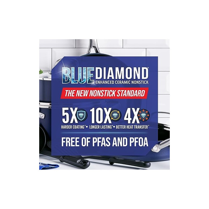 Blue Diamond Mini Egg Frying Pan Skillet, Diamond Infused Healthy