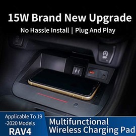 inBEKEA Car Wireless Charger for to-yo-ta RAV4 2019 2020 Center Console Accessory Panel,with Dual 18W USB Ports 15W QC3.0 Fast Charging Phone Charger Pad